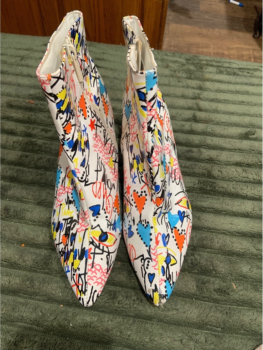 Bamboo graffiti print ankle boots